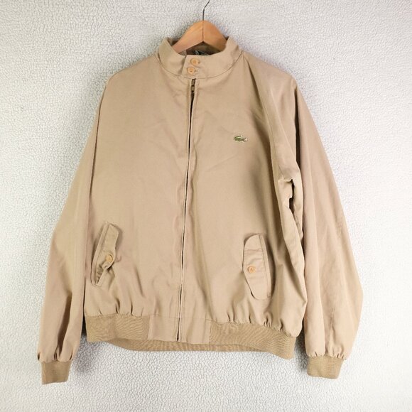 Vintage Izod Lacoste Herrington Jacket Mens Extra Large Beige Bomber Oversized - Picture 1 of 12